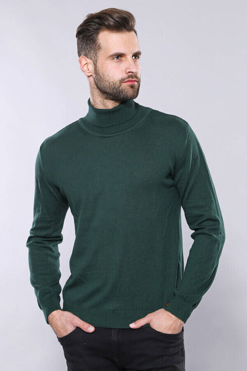 Turtleneck Green Men Sweater - Wessi
