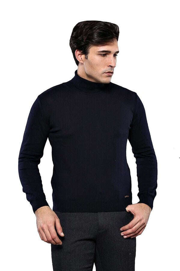Turtleneck Navy Blue Men Sweater | Wessi