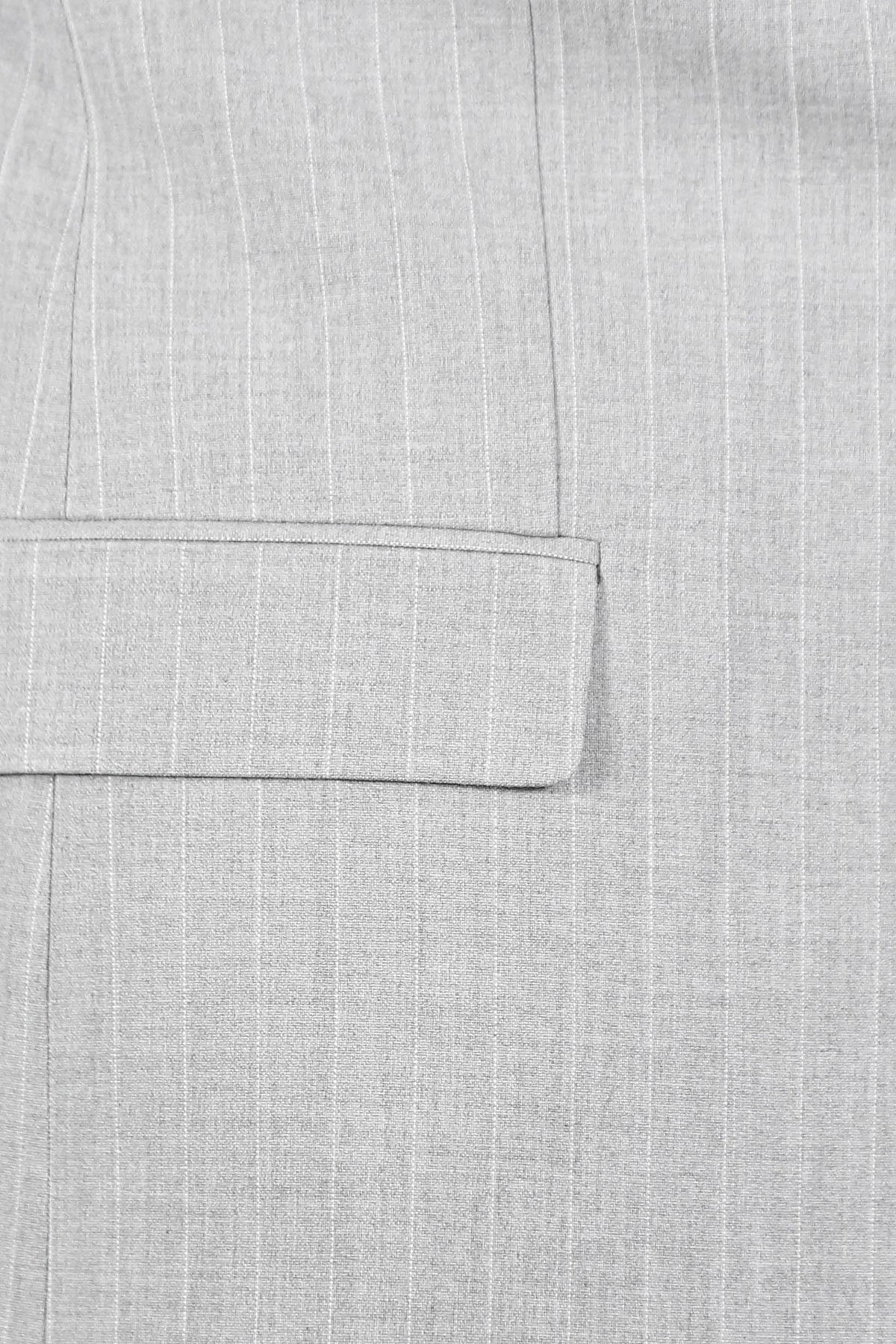 Pinstripe Single Button Vested Light Grey Men's Suit – Wessi