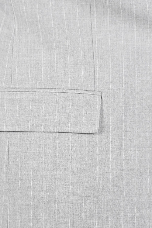 Pinstripe Single Button Vested Light Grey Men's Suit – Wessi