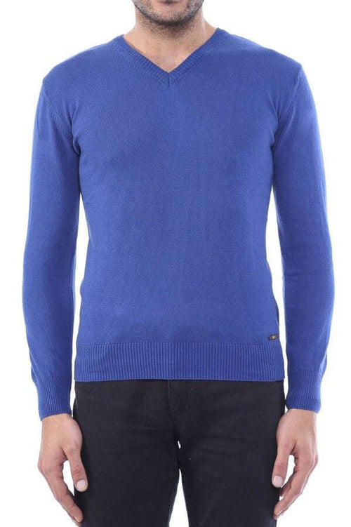 V Neck Indigo Men Sweater | Wessi