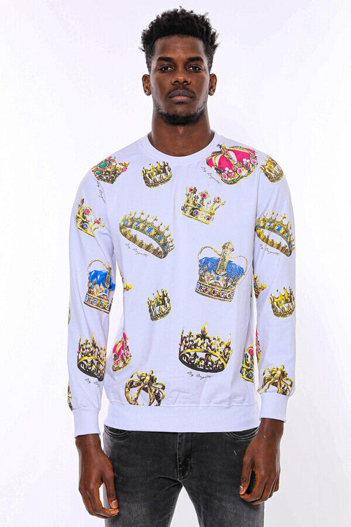 White Patterned Slim Fit Sweatshirt - Wessi