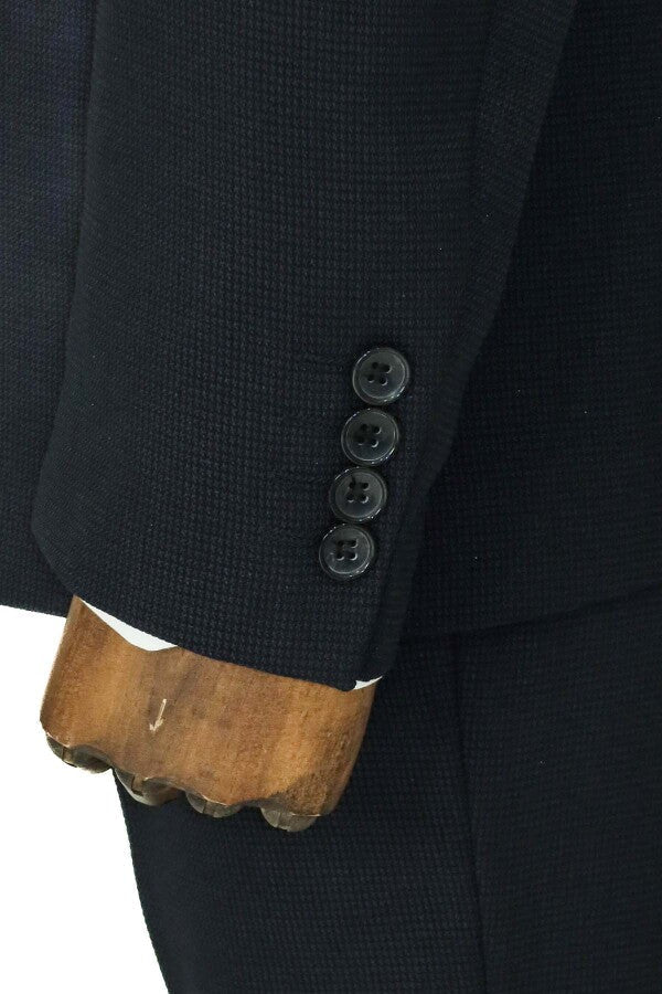 Wide Peak Lapel Patterned Double Breasted Black Men Suit  - Wessi