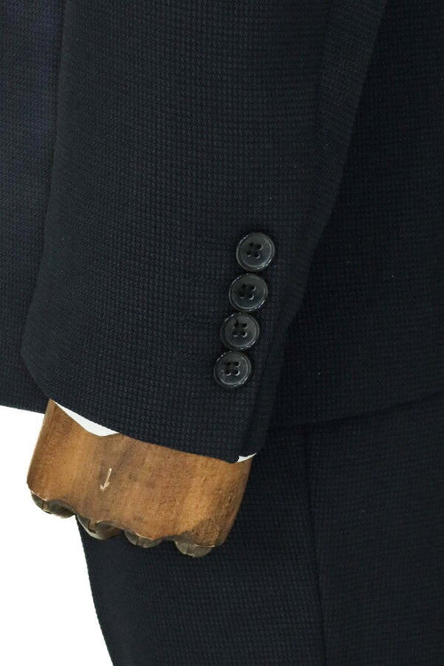 Wide Peak Lapel Patterned Double Breasted Black Men Suit  - Wessi